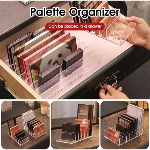 Cosmetics Organizer Eyeshadow Palette Storage Holder 2 Sizes Plastic 7 Slots Transparent Makeup Palette Holder Desktop Organizer