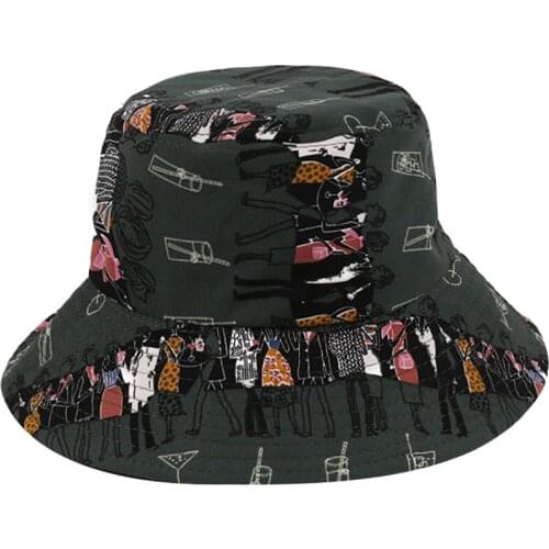 Autumn And Winter double sides Print cotton Bucket Hat Fisherman Hat outdoor travel hat Sun Cap Hats for Men and Women 104