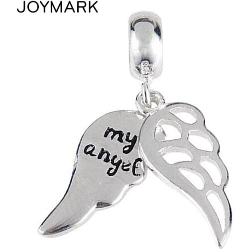 Angel Wings Sterling Silver Charms Dangle Feather Wing 925 Silver Pendant Beads DIY European Jewelry Accessories SDC939