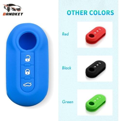 DANDKEY Silicone Car Key Cover CASE Fit for FIAT 500 Panda Punto Flip Folding Remote KEY CASE FOR CAR 3 Buttons No Logo