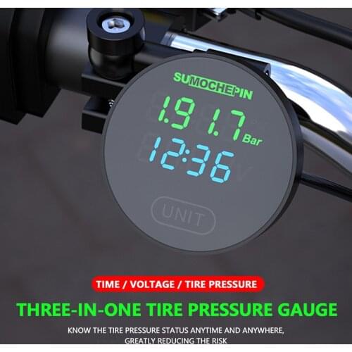 Motorcycle TPMS Moto Tire Pressure with 2 External Sensors Tyre Temperature Monitoring Alarm System Aluminum alloy products