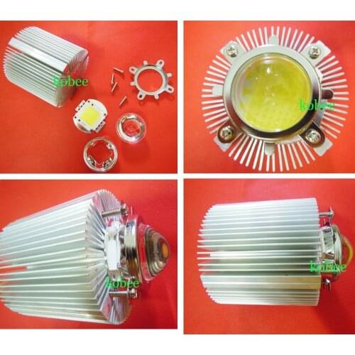 100W High Power LED bulb Lamp with 90mm*80mm heatsink Radiator and lens with Reflector fixed bracekt