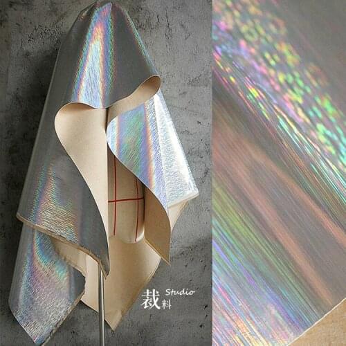 Impact tpu laser magic leather waterproo mirror fashion colorful fluorescent creative designer cloth fabrics for patchwork