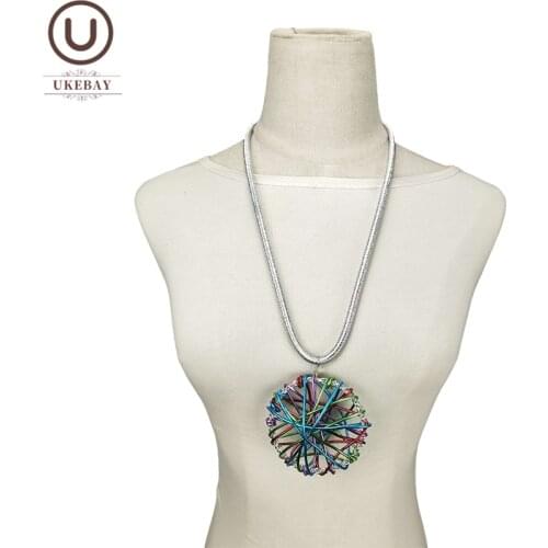 UKEBAY New Multicolor Pendant Necklaces Women Luxury Jewelry Handmade Gothic Necklace Aluminum Wire Made Clothes Chain Jewellery