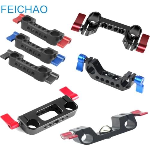 Feichao 15mm Rail Rod Clamp 1/4-20 Thread Blue Knob for DSLR Camera Rig Cage Baseplate Rail Rod Support System Railblock