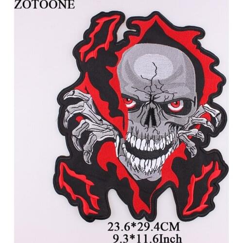 ZOTOONE Big Skull Patch Jacket Iron on Transfer Punk Patches for Clothes Applique Embroidery Rock Cloth Patch Biker 2018 NEW G