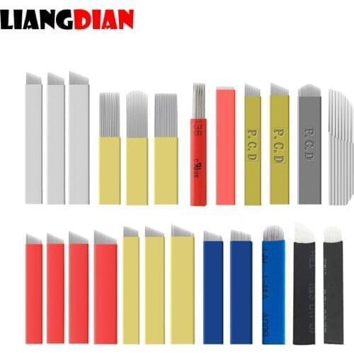 100PCS Disposable Permanent Makeup Needles Blades For Eyebrow Lips Needles Manual Permanent Makeup Embroidery Tattoo Needles