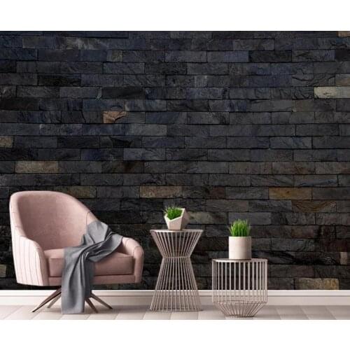 Custom 3D mural wallpaper modern simple black brick wall bedroom background wall decoration painting