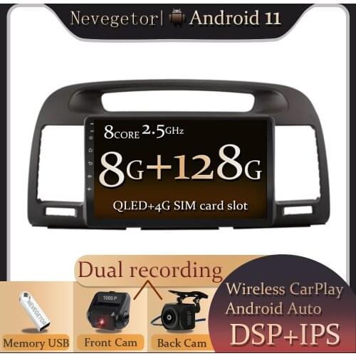 9'' Android 11 Car Stereo Multimedia Player for Toyota Camry 2002 2003 2004 2005 2006 Car Radio GPS Navigation WIFI DSP IPS
