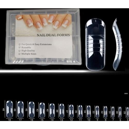 Acrylic Nails Form Dual Tips Nail Accessoires Manicure Makeup Tools Nails Reusable UV Builder Tips Clip Clear Full Cover Shape