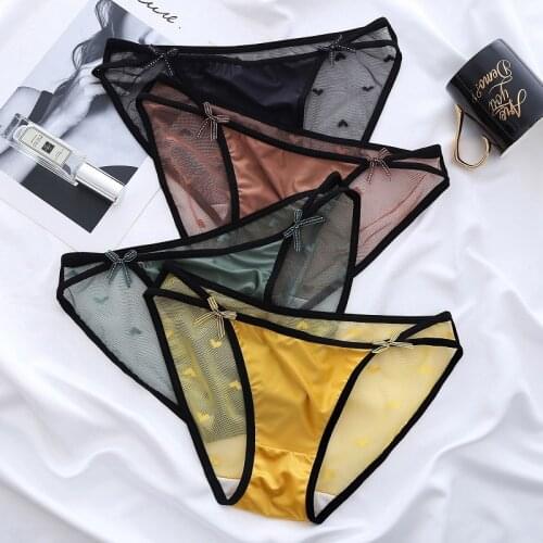Anewmorn Lace Sexy Underwear For Women Delicate Soft Charming Women Cotton Panties Cute Lace Bow Low Waist Period Panties