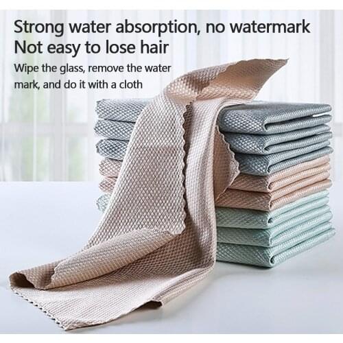Household Fish Scale Rag Cleaning Cloth Kitchen Cleaning Cloth Absorbent Cloth Living Room Double-Sided Fiber Lazy dish cloth