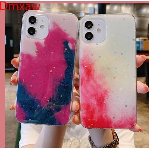 For Xiaomi Redmi 9 9A 9C Note 9s 9 8 7 Pro Max Mi 10T Pro Poco M3 Case Watercolor Cloud Glitter Bling Star Epoxy Soft Cover