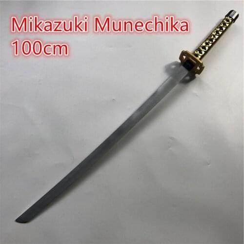 Roronoa Zoro Wooden Sword Weapon Anime Cosplay Mikazuki Munechika Wood Ninja Knife Samurai Sword Prop Toys for teens 100cm