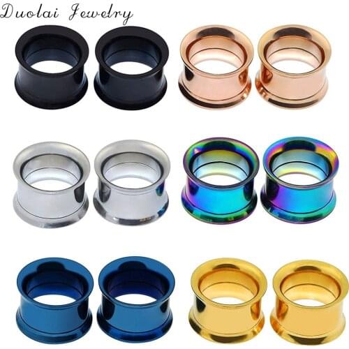 Ear Expander Body Piercing Jewelry 1 Pair Stainless Steel Single Flare Flesh Tunnel Ear Plugs Expander 3-25mm Ear Stretcher