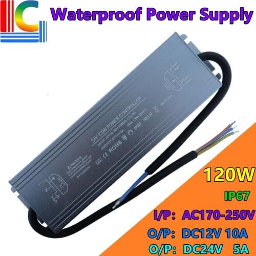 120W Constant Voltage Switching Power Supply 12V 24V IP67 Waterproof LED Driver Adapter 10A 5A Lighting Transformer 110V 220V