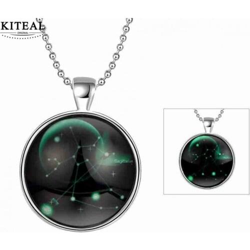 KITEAL NEW!! Nightlight jewelry Clear pendant for male&female Sagittarius glow in the dark colares charm