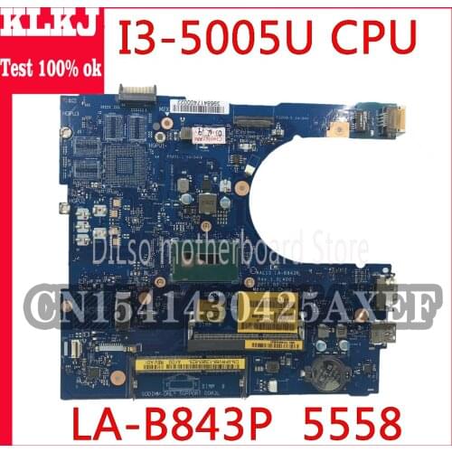 KLKJ LA-B843P CN-0FRV68 For DELL 5458 5558 5758 Laptop Motherboard I3-5005U GM LA-B843P REV:1.0 Work 100% Original Motherboard