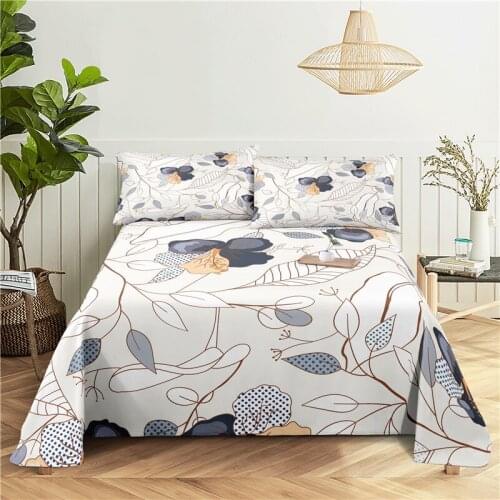 Beautiful Flowers 0.9/1.2/1.5/1.8/2.0m Digital Printing Polyester Bed Flat Sheet With Pillowcase Print Bedding Set
