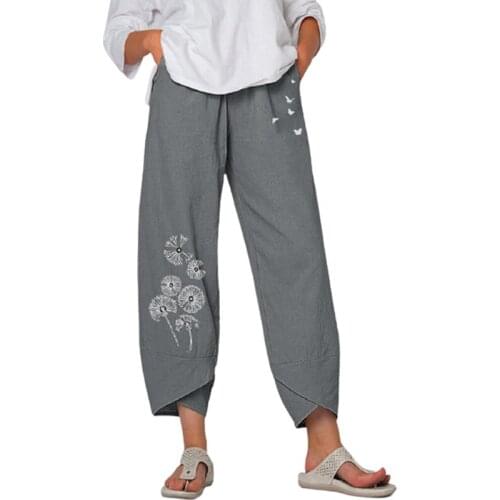 Summer New Thin Cool And Soft Ladies Loose Pants Women Loose Homewear Comfort Casual Wear Dandelion Butterfly Print Trousers