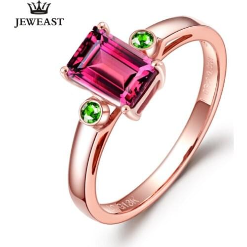 LSZB Natural Tourmaline 18K Pure Gold 2020 New Hot Selling Top Ring Women Heart Shape Ring For Ladies Woman Genuine Jewelry