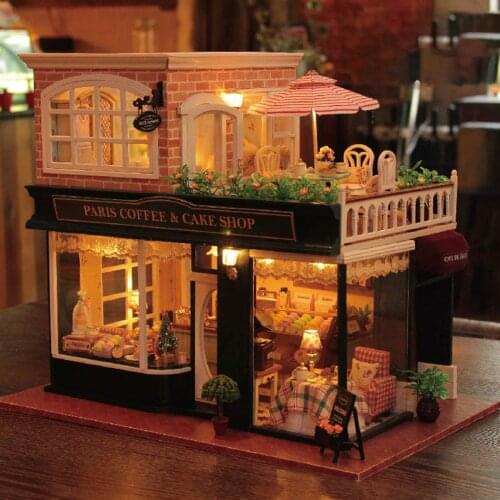 Miniature Dollhouse Furniture Paris Coffee & Cake Shop 3D Puzzles Doll House