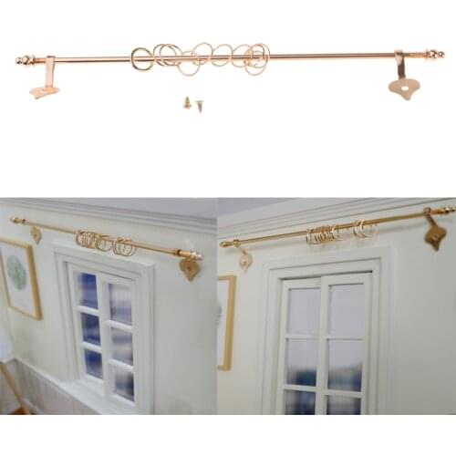 1/12 Scale Dollhouse Miniature Curtain Rod Furniture Window Accessories Golden