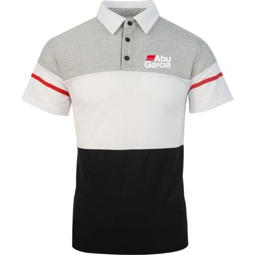 Mens Tricolor ABU Garcia Comfortable Short Sleeve Polo Shirt Fashion High Street Popular Design Stitching T-shirts Casual