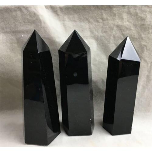 Natural Obsidian Obelisk quartz crystal wand point healing 1pc