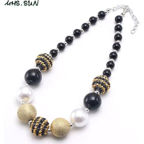 MHS.SUN Newest handmade chunky bubblegum necklace cute baby girls fashion rhinestone beads necklace for children kids gift 1pc