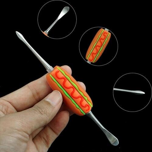 Novelty Metal Dab Tool 123mm Wax Carving Dabber Stainless Steel Hot Dog Style Titanium Nail Spoon Smoking Accessories