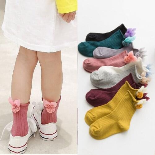 2021 Spring New Childrens Socks Cute Accessories Girls In The Tube Socks Roll Cotton Loose Mouth Baby Socks