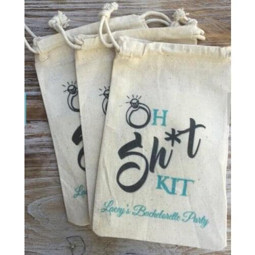 Personalized Bride Squad wedding Party first aid Hangover Kit jewelry favor muslin Bags Bachelorette hen bridal shower favors