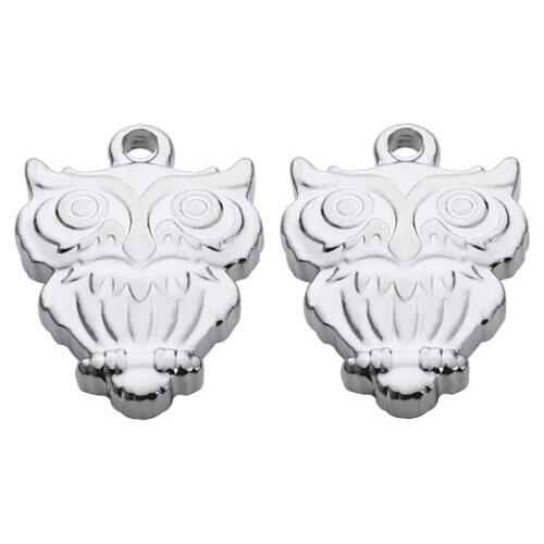 10pcs/lot 12mm*16mm owl stainless steel Connector Metal Alloy Pendant For DIY bracelet Jewelry Making fg4s