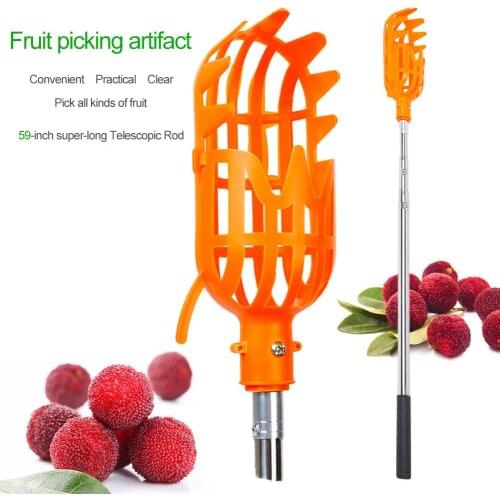 1.5M Fruits Picker Portable Fruits Catcher Harvester With Nonslip Handle Detachable Pole For Peach Mango Jujube