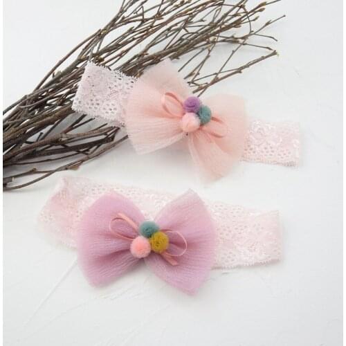 New Childrens Lace Bow Headband Baby Headband Mesh Baby Elastic Headwear Korean Hair Accessories