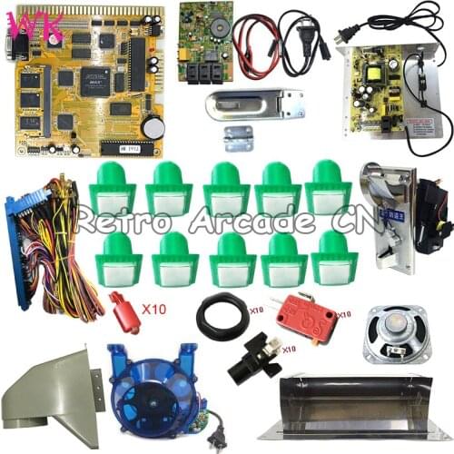 Coin hopper acceptor LED push Button Speaker Power With Mega 7 in 1 Game board (60-94%) PCB Crazy Monkey Fruit Cocktail Garage
