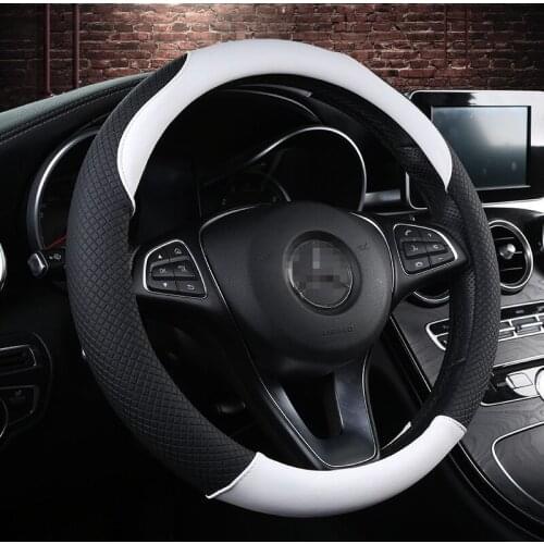 Embossed Steering wheel Cover For BMW For CRV 2017 Interior Accessories Genuine Leather Covers on Steering Wheel