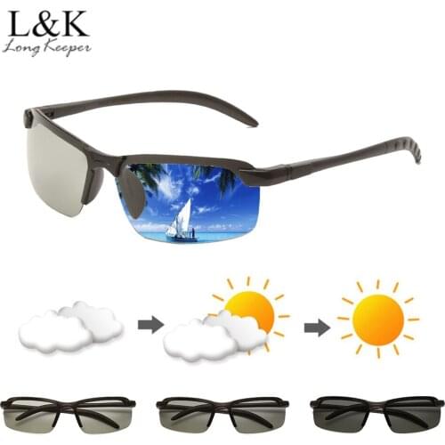 LongKeeper 2020 Photochromic Sunglasses Men Brand Design Chameleon Discoloration Sun Glasses for Male Driving Anti-glare Goggles