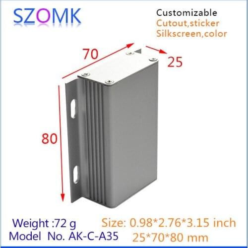 Szomk new aluminum box enclosures for electronics pcb design (10 pcs) 25*70*80mm aluminum junction boxes, enclosure box