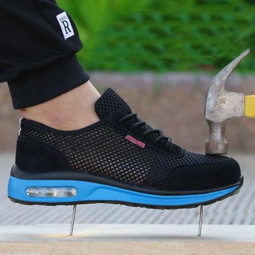 Protective shoes AIR breathable safety shoes mens Lightweight steel toe shoes anti-smashing piercing work Single mesh sneakers