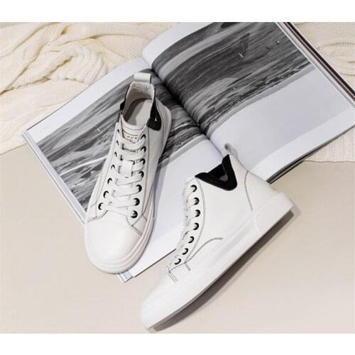 Genuine Leather New Style Korean Chic Hot Selling Women Flats Sneakers v-mouth color mixed casual Ladies White Shoes