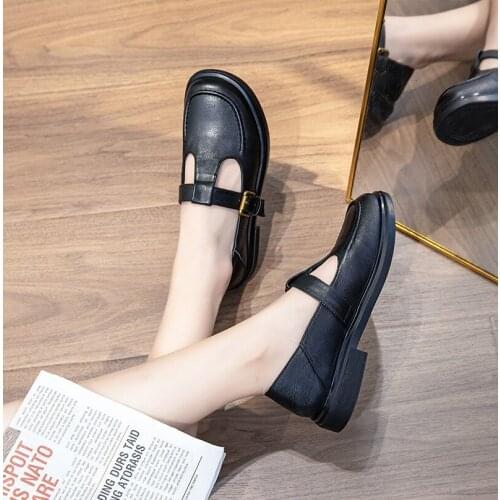 Single shoe womens spring/summer 2021 new top layer of cowhide vintage all-match buckle Mary Jane soft soles womens shoes
