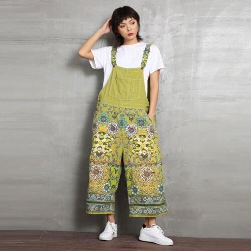 Print Jeans Women Jumpsuit Denim Romper Overalls Casual Long Trousers Wide Leg pants Basic Denim Pants Wide Leg Rompers Female