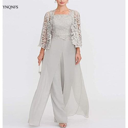 YNQNFS Elegant Grey Emerald Bride Mother Dress Plus Size Chiffon Formal Mother Evening Dress Party Dress Long Vestidos