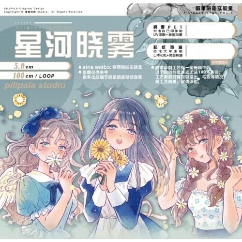 1 loop 5cm x 100cm Cute girl Pet Tape Planner Journal Decoration Collage Character