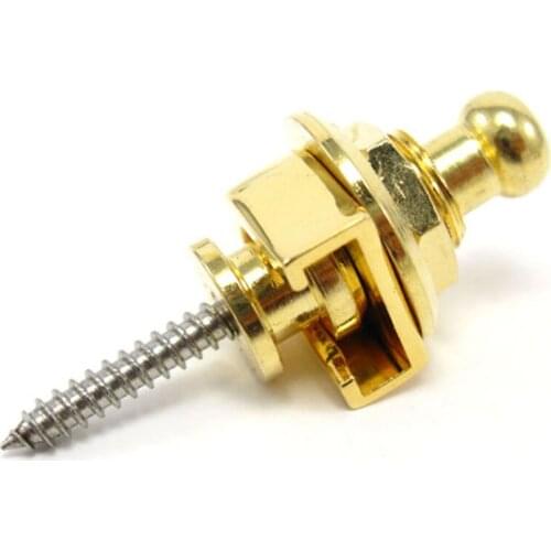 10Pcs 4mm Thread Nonslip Strap Buckle Lock Button Set gold Tone For Electric Guitar