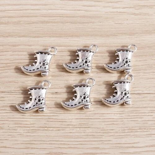 10pcs 16*15mm Antique Silver Color Shoes Boot Charms Pendants for Making Necklaces Drop Earrings Keychain DIY Jewelry Findings