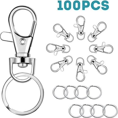 100Pcs Keychain Hooks with Key Rings Keychain Clip Hook with Ring for Lanyard Jewelry Making DIY Crafts Jewelry Findings