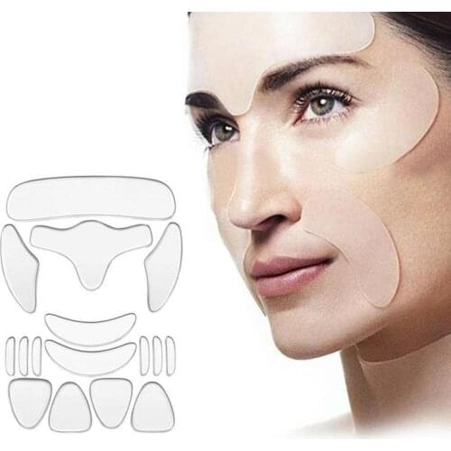 16pcs Reusable Silicone Anti-wrinkle Face Forehead Cheek Chin Sticker Face Eye Patches Wrinkle Removal Face Lifting Beauty Tools